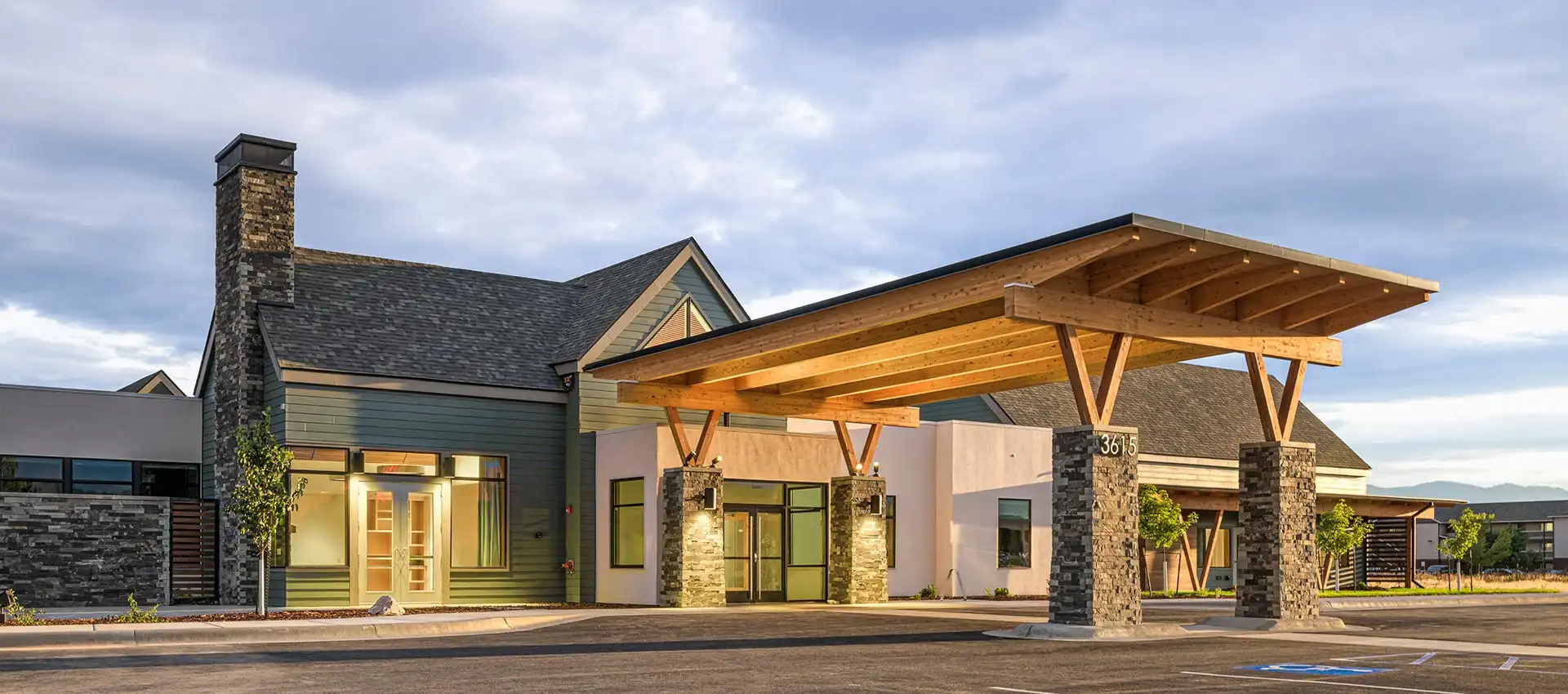 Hope Hospice Center - front side of building and entry.